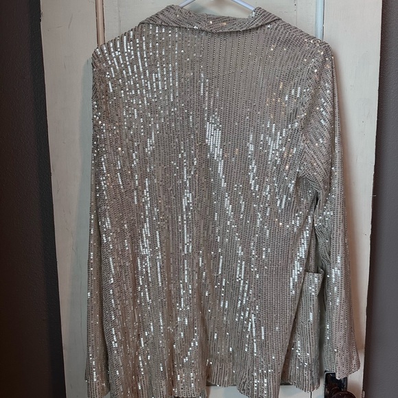 Main Strip Sequin Gold/Tan Blazer - Picture 2 of 5